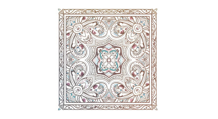 A full frame of a decorative ornamental pattern in an art nouveau style, ideal for book cover or textile design on transparent background.