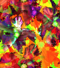 Seamless colorful autumn leaves and flowers background
