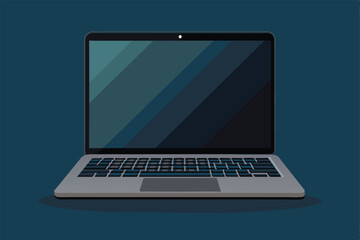 Illustration of a sleek, modern laptop with a blank screen on a dark background, showcasing minimalist design and technology. Perfect for business or technology related concepts.