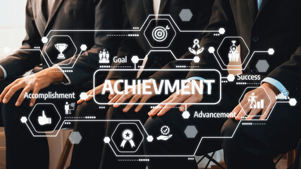 Digital Concept of Achievement in Business with Professional Team Representing Success, Goals, and...