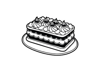 Silhouette of Tiramisu Cake isolated on a white background