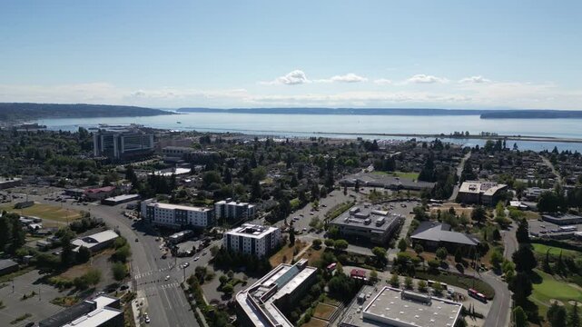 Drone Everett Community College Looking West Everett Washington