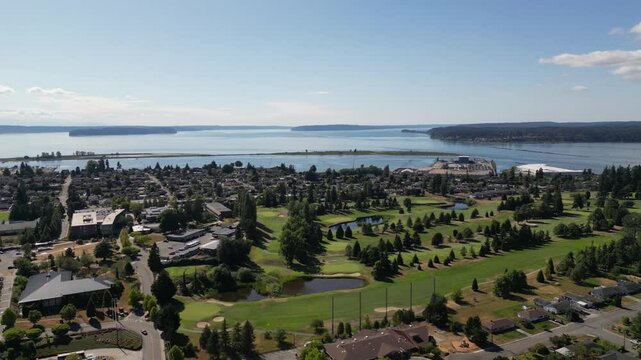 Drone Legion Memorial Golf Course Everett Washington looking West