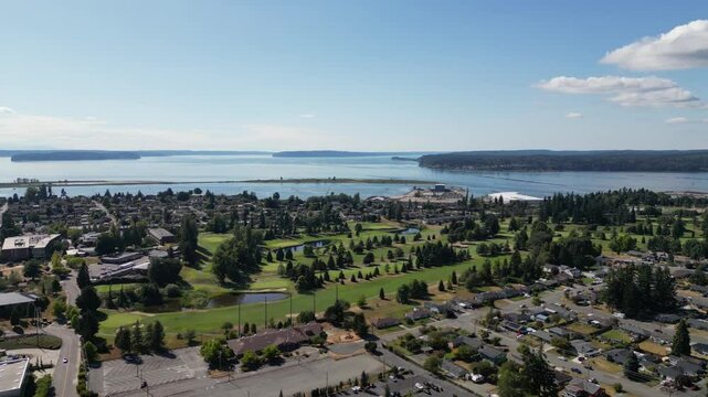 Drone Legion Memorial Golf Course Everett Washington looking West