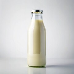 Blank milk bottle with simple cap for packaging or label design on white background