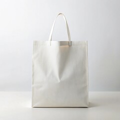 Simple paper shopping bag with empty space ideal for logo or label on white background
