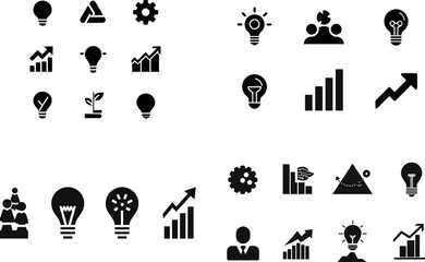 Fototapeta premium Business growth strategy icons vector illustration for financial success concept