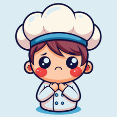 Fototapeta premium Sad cartoon chef in a chef's hat
