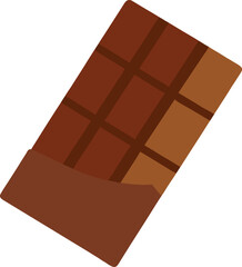 Partially Unwrapped Milk Chocolate Bar with Segmented Squares – Minimalist Snack Illustration