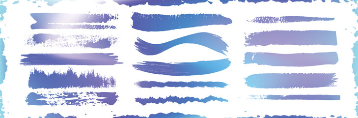 Straight line vector brush strokes. Hand-drawn purple and white lines, scribbles. Set of Chinese or Japanese calligraphy brush strokes. Eps 10 illustration.