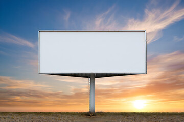 Blank Billboard Mockup Against Sunset Sky Advertisement Marketing
