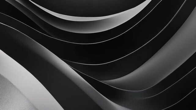Abstract Wave-like Black and White Curved Lines Forming Fluid Dynamic Patterns