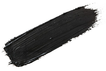 Thick black paint stroke with textured edges isolated on transparent background