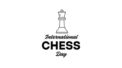 International Chess Day Queen Piece Illustration in Monochrome