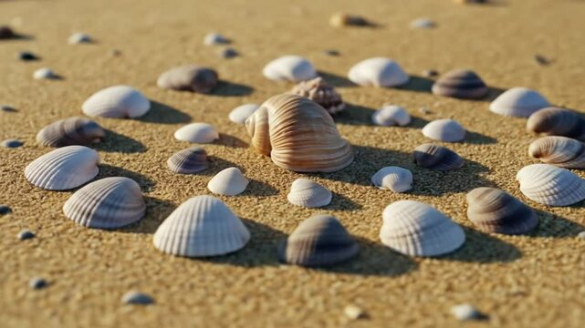Seashells create a sandy circle