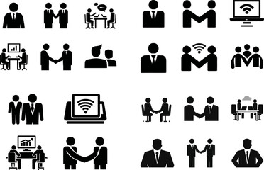 Business meeting icons vector illustration concept for presentation and design