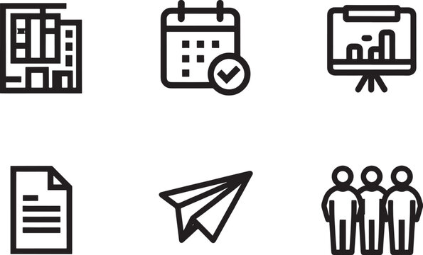 Streamlined Project Management Icons for Scheduling, Team Collaboration, and Reporting