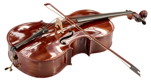 Violin and Bow, isolated on transparent background