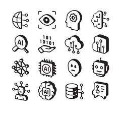 Isometric AI icon set