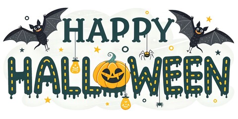 Haunted Typography with Bats and Lanterns