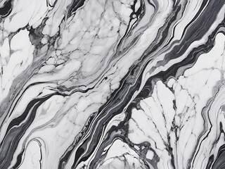 Abstract black and white marble texture with flowing, natural veins, offering a refined and modern design for backgrounds or artistic surfaces.