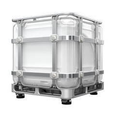 Industrial plastic storage container with metal frame design  