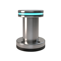 Metallic charging station with blue LED light in modern design  