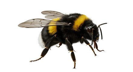  Close-Up of Fluffy Bumblebee on PNG background