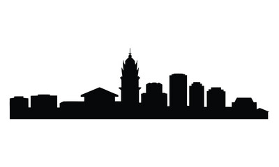 Fototapeta premium Cebu City Skyline Silhouette, Vector, Illustration, Line Art, Icon, Logo, White Background.