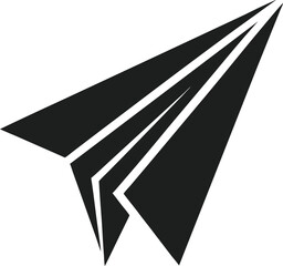 black paper airplane icon silhouette flying