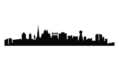 Naklejka premium Yellowknife City Skyline Silhouette, Vector, Illustration, Line Art, Icon, Logo, White Background.