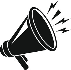 black megaphone icon silhouette sound cone