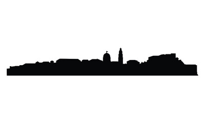 Dubrovnik City Skyline Silhouette, Vector, Illustration, Line Art, Icon, Logo, White Background.
