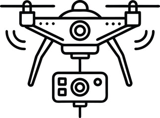 black drone icon silhouette flying camera
