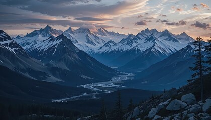 Mountains in Alaska  Snowy mountains in a wilderness setting