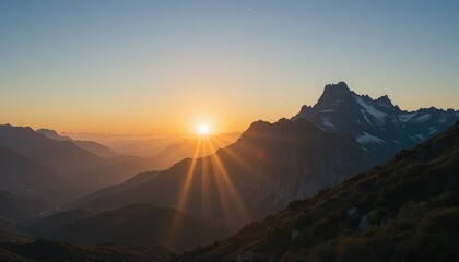 Golden Sunset Over a Mountain Range