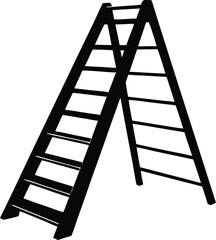 heavy duty step ladder black silhouette vector