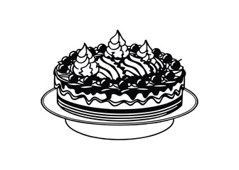 Silhouette of Black Forest Cake isolated on a white background