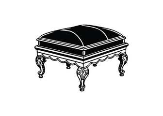 Silhouette of ottoman table isolated on a white background
