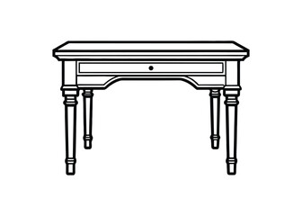 Silhouette of parsons table isolated on a white background