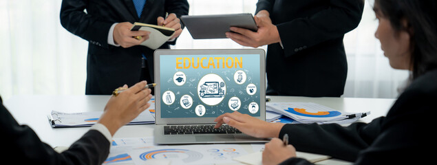 E-learning website with sofware for student to study online on the internet network brisk