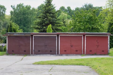 old typical communist  garage in Sosnowiec - Silesia - Poland