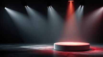 Theater Stage with Red and White Spotlights