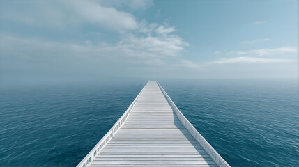 Wooden Pier Stretching Into the Calm Blue Sea