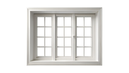 Fototapeta premium White Framed Window with Three Sections on Transparent Background