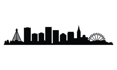 Fototapeta premium Boise City Skyline Silhouette, Vector, Illustration, Line Art, Icon, Logo, White Background.