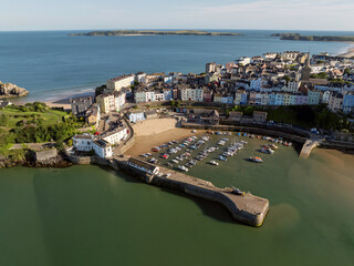 Tenby town and Caldey Island