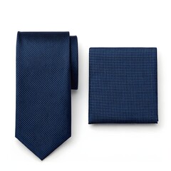 Elegant Dark Blue Necktie And Pocket Square Set For Formal Wear Business Meetings Weddings Office Attire And Special Occasions

