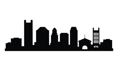 Fototapeta premium Sacramento City Skyline Silhouette, Vector, Illustration, Line Art, Icon, Logo, White Background.