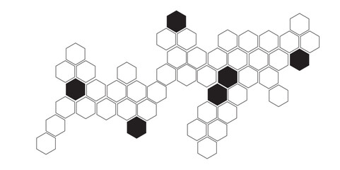 A 3D seamless geometric hexagon pattern illustrates a DNA molecule model, blending sport and technology with a scientific concept on a white background